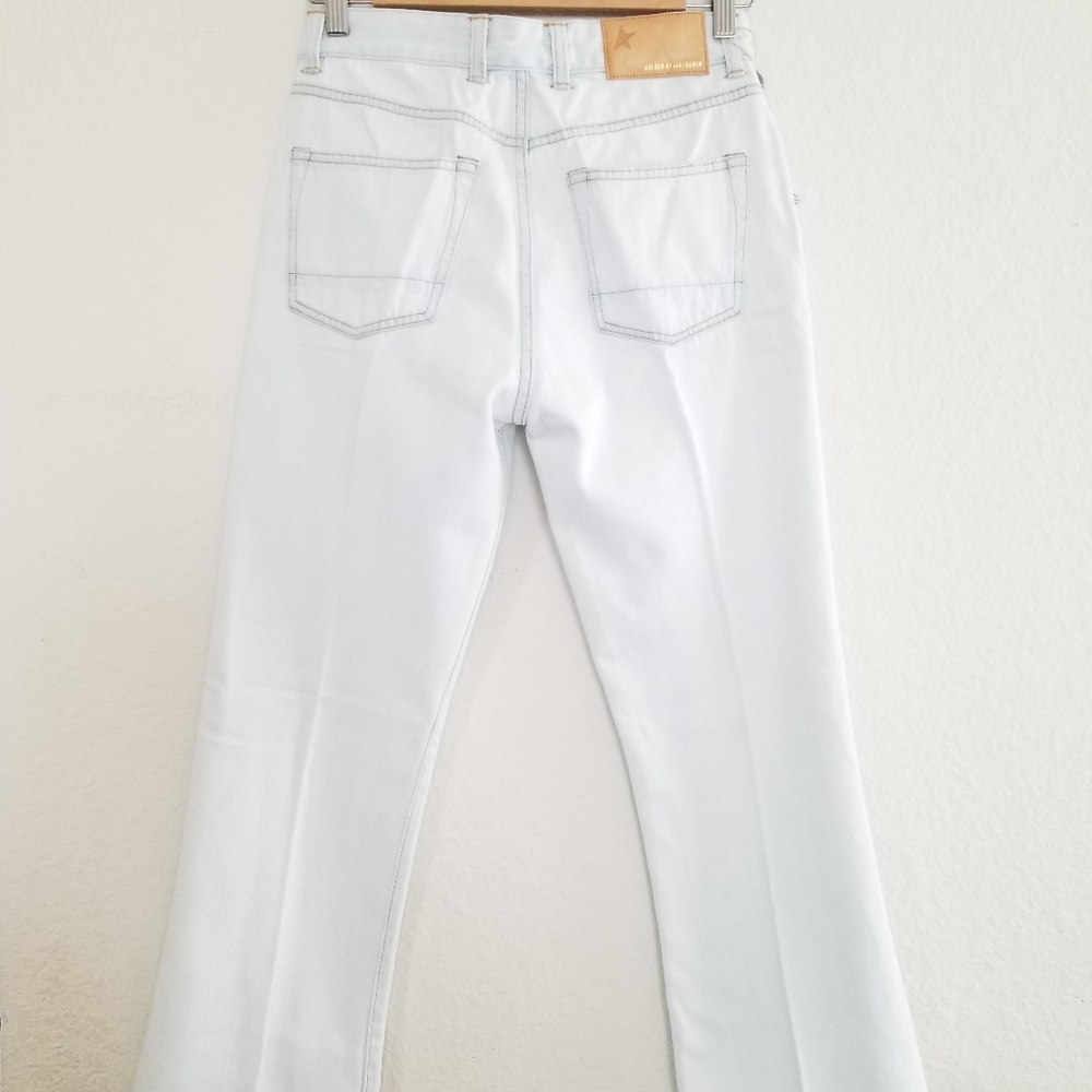 Golden Goose High Rise Boot Cut Jeans Light Wash Bleached Blue Size 26 - Picture 7 of 13